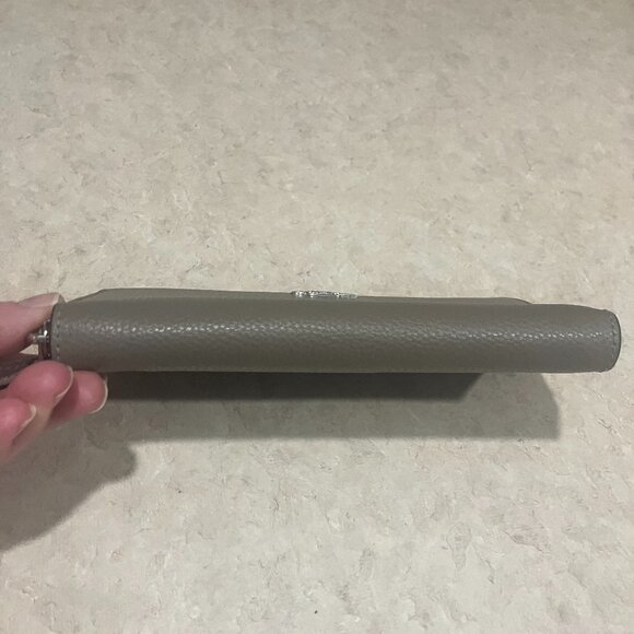 Coach Taupe Pebbled Leather Zip Around  Wallet - Picture 3 of 4